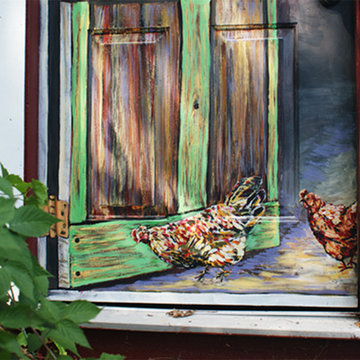 Caledonia, Barn Door and Chickens - Mural by Design