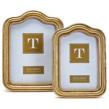 Two's Company Arcade Gold Set of 2 Photo Frames (4" X 6" And 5" X 7")