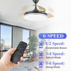 42" Modern Retractable Ceiling Fan with Light Kit and Remote Control 3 Blades, Black, 42"