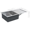 vidaXL Kitchen Sink Undermount Sink with Strainer Stainless Steel Sink Square
