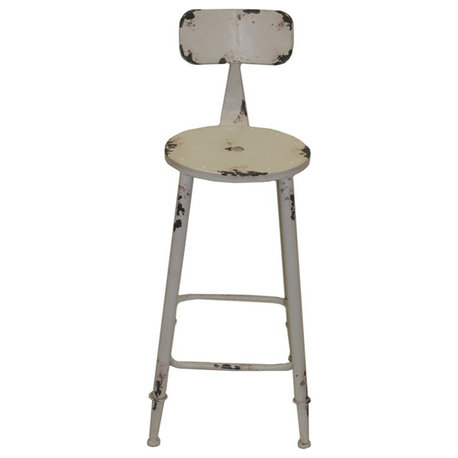 American Home Classic Armand 28" Farmhouse Metal Counter Stool in White