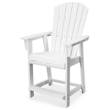 POLYWOOD Nautical Adirondack Counter Chair, White