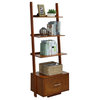 American Heritage Ladder Bookcase with File Drawer in Warm Cherry Wood Finish