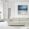 Large Abstract Painting on Canvas Modern Acrylic Skyline- 36x36- Grays, Blues, W