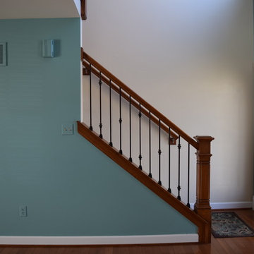 Staircase Refinishing (Stained Wood with Metal Balusters)