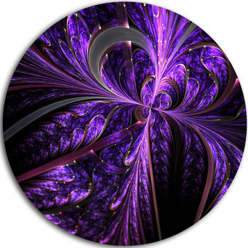 Embossed Dark Purple Floral Shapes, Floral Round Metal Wall Art, 11"