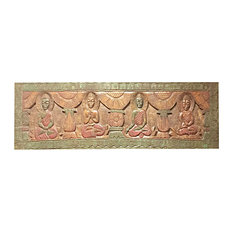 Consigned Meditation Antique Hand carved Buddha Wall Sculpture Headboard