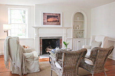 Inspiration for a farmhouse living room remodel in Boston