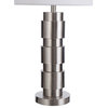 Brushed Steel Table Lamp Modern Layered Base White Shade