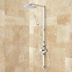 CORREIA EXPOSED PIPE SHOWER SYSTEM WITH RAINFALL SHOWER HEAD & HAND SHOWER - Showerheads And Body Sprays