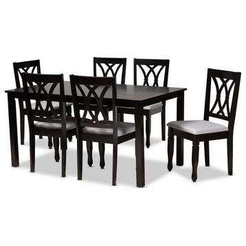 Paine Upholstered Wood 7-Piece Dining Set, Grey/Espresso