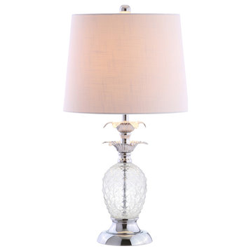 Jane 24" Glass Table Lamp, Clear and Chrome