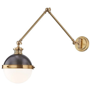Latham 1-Light Swing Arm Wall Sconce, Antique Distressed Bronze