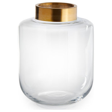 Serene Spaces Living Ball Vase With Gold Rim, Elegant Vase, Available, 3 Sizes