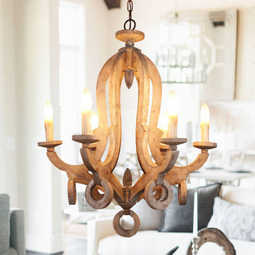 Bella Depot Vintage French Country 6-Lights Chandelier for Kitchen Island, Distressed