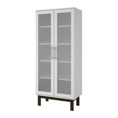 Serra 2.0, 5-Shelf Bookcase, White and Wooden Legs