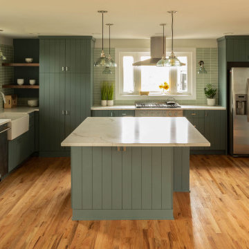 Kerf Groove Green Cabinets