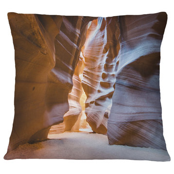 Antelope Canyon Glow Inside Landscape Photography Throw Pillow, 18"x18"