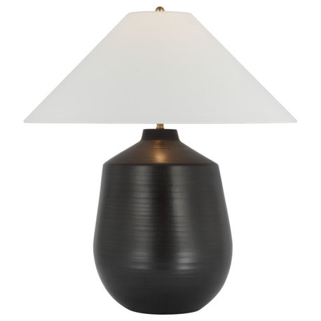 Lillis Large Table Lamp in Matte Black with Linen Shade