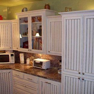 White cabinets with grey glaze