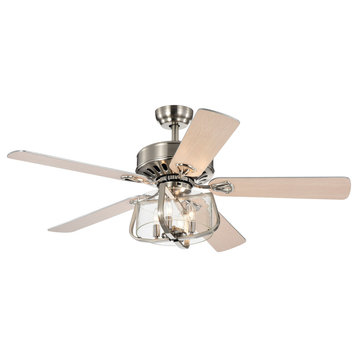 Mari Satin Nickel 52-Inch 5-Blade Lighted Ceiling Fan