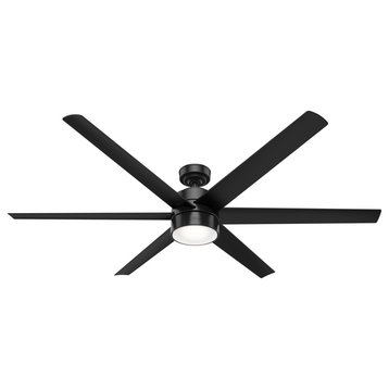 Hunter 72" Solaria Outdoor Matte Black Ceiling Fan With LED Light and Remote