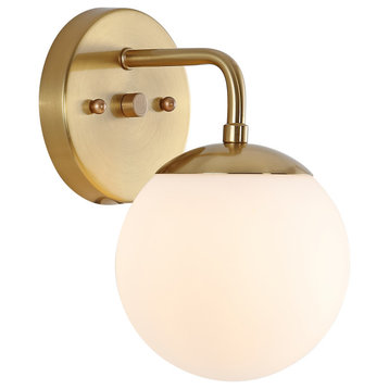 Louis Globe Metal/Frosted Glass Modern LED Vanity, 1-Light