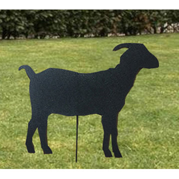 Goat Garden Art, Black, Garden Stake