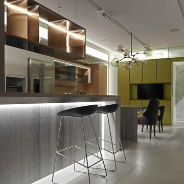 Rose Gold + Brown Kitchen