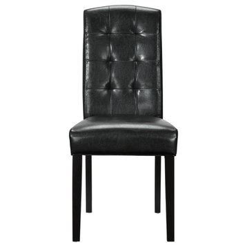 Perdure Parsons Faux Leather Dining Side Chair, Black