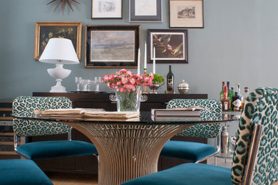Great room - small transitional light wood floor great room idea in Philadelphia with gray walls