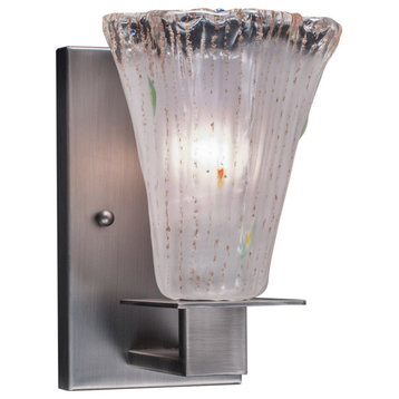 Apollo 1-Light Wall Sconce, Graphite/Fluted Frosted Crystal