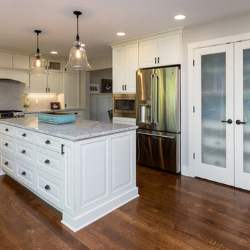 Stunning Transitional Kitchen With An Unexpected Pop Of Color