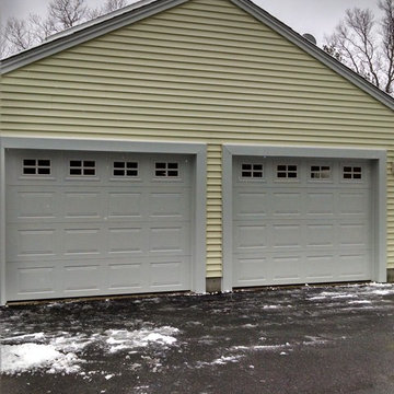 Tan Sectional Overhead Garage Door with Windows