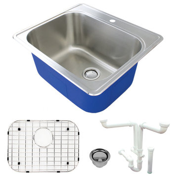 Transolid TRS_K-MTSB252212-1 25" Drop In Single Basin Stainless - Brushed