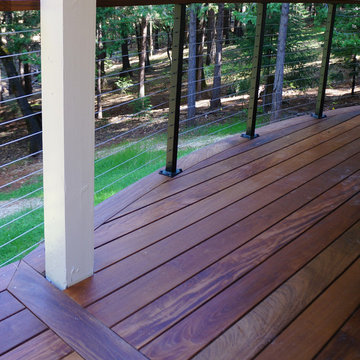 Multi-level deck embraces forest views