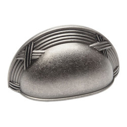 Cosmas - Cosmas 9461AS Cabinet Bin Cup Pull, 3" Hole Centers, Set of 5, Weathered Nickel - Cabinet And Drawer Handle Pulls