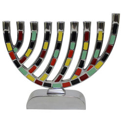 Contemporary Holiday Lighting Lamp Lighters Ultimate Judaica Menorah, Pewter Multi Color, 7.5"