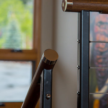 Modern railing in Colorado mountain home
