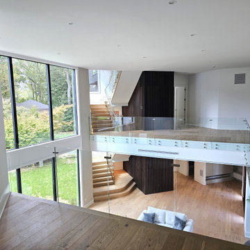 Project #129 | Modern White Oak Staircase with Slanted Risers