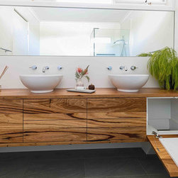 Recycled Messmate Timber Vanity with laundry shoot - Vanity Tops And Side Splashes
