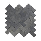 Grey Herringbone Stone Mosaic Tile