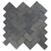 Grey Herringbone Stone Mosaic Tile