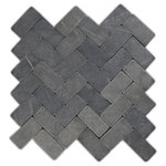 CNK Tile - Grey Herringbone Stone Mosaic Tile - Usage: