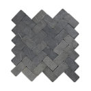 11"x12" Gray Herringbone Stone Mosaic Tile
