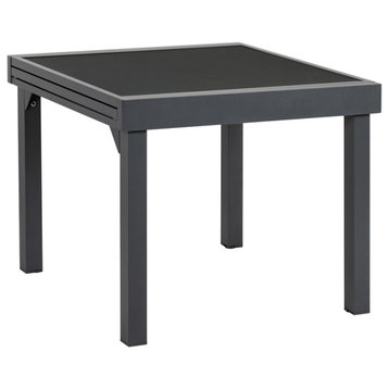 35" Gray Square Metal Extendable Outdoor Side Table