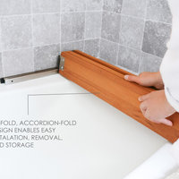 29" x 15" Removable Tri-Fold Tub Seat, White Molded 4" Slats, Teak Wood
