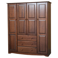 Family 100-percent Solid Wood Wardrobe (All Shelves Sold Separately), Mocha