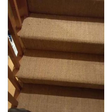 Installing Brown Carpet to Stairs