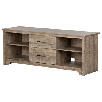 South Shore Fusion 57" TV Stand in Weathered Oak